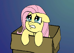 Size: 800x581 | Tagged: safe, artist:vexpon, fluttershy, g4, animated, box, crying, female, floppy ears, flutterbox