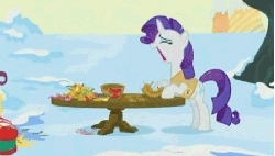Size: 448x256 | Tagged: safe, screencap, rarity, pony, unicorn, g4, season 1, winter wrap up, animated, crying, eyes closed, facedesk, facenest, female, frown, mare, marshmelodrama, nest, open mouth, solo