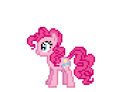 Size: 132x126 | Tagged: safe, artist:deathpwny, pinkie pie, earth pony, pony, a friend in deed, g4, animated, cake, desktop ponies, female, party cannon, pixel art, simple background, solo, sprite, transparent background