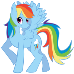 Size: 1509x1500 | Tagged: dead source, safe, artist:fauxsquared, rainbow dash, pegasus, pony, g4, female, looking at you, mare, raised hoof, simple background, smiling, solo, spread wings, transparent background, wings