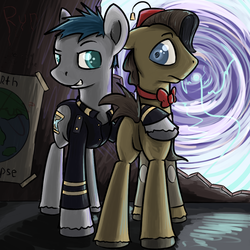 Size: 1080x1080 | Tagged: safe, artist:twilightsquare, doctor whooves, time turner, g4, butt, featureless crotch, fez, hat, jack harkness, plot, ponified, unshorn fetlocks