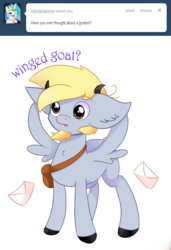 Size: 1280x1876 | Tagged: safe, artist:blacky-moon, derpy hooves, goat, ask mister derpy, g4, ask, cute, dopey hooves, facial hair, goatee, goatified, male, rule 63, rule63betes, species swap, winged goat