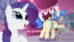 Size: 1217x703 | Tagged: safe, screencap, rarity, sapphire shores, pony, a dog and pony show, g4, butt, female, mare, out of context, plot