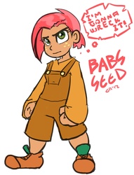 Size: 1139x1494 | Tagged: safe, artist:moronsonofboron, babs seed, human, g4, one bad apple, female, humanized, reference, wreck-it ralph