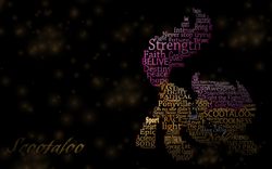 Size: 1920x1200 | Tagged: safe, artist:shadesofeverfree, scootaloo, pony, g4, female, solo, typography, wallpaper