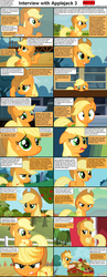 Size: 1282x3304 | Tagged: safe, applejack, comic:celestia's servant interview, g4, caption, comic, interview