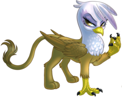 Size: 1099x875 | Tagged: safe, artist:kittehkatbar, gilda, griffon, g4, female, leg fluff, looking at you, raised claw, simple background, solo, transparent background