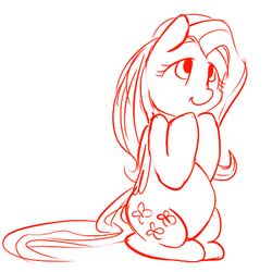 Size: 450x450 | Tagged: safe, artist:mt, fluttershy, pony, g4, chubby, fattershy, female, monochrome, solo