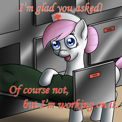 Size: 1000x1000 | Tagged: safe, nurse redheart, earth pony, pony, g4, body bag, corpse, dead, female, mare, morgue, old version, tumblr