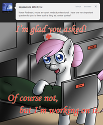 Size: 1000x1219 | Tagged: safe, nurse redheart, earth pony, pony, g4, ask, dead, female, mare, nurse-redheart-answers, tumblr