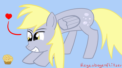 Size: 1920x1080 | Tagged: safe, artist:regxy, derpy hooves, g4, happy, love, muffin