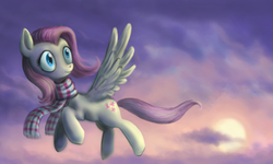 Size: 1024x616 | Tagged: safe, artist:turbosolid, fluttershy, g4, clothes, scarf