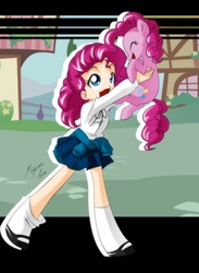 Size: 2550x3480 | Tagged: safe, artist:shinta-girl, pinkie pie, human, g4, duo, human ponidox, humanized