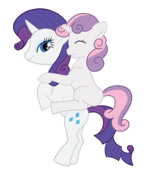 Size: 859x879 | Tagged: safe, artist:nightbane, rarity, sweetie belle, pony, g4, bipedal, piggyback ride, ponies riding ponies, riding, sweetie belle riding rarity