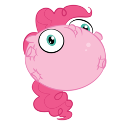 Size: 936x936 | Tagged: safe, artist:zomgitsalaura, pinkie pie, earth pony, pony, g4, too many pinkie pies, inflation, solo