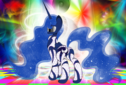 Size: 4701x3156 | Tagged: safe, artist:v-d-k, princess luna, alicorn, pony, g4, bodysuit, butt, disco, female, mare, moonbutt, plot, solo, sunglasses, unmoving plaid