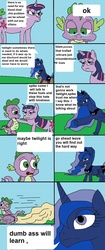 Size: 800x1900 | Tagged: safe, princess luna, spike, twilight sparkle, alicorn, dragon, pony, unicorn, g4, female, grammar, male, mare, ms paint, tails gets trolled, unicorn twilight