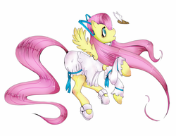 Size: 900x695 | Tagged: safe, artist:side-job, fluttershy, g4, clothes, disgaea, dress, flonne