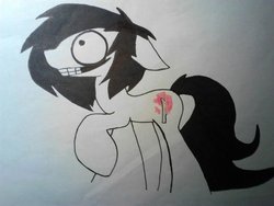 Size: 900x675 | Tagged: safe, artist:lucythecyanidekiller, jeff the killer, ponified