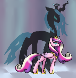 Size: 770x796 | Tagged: safe, artist:rozenpandachan, queen chrysalis, changeling, changeling queen, g4, disguise, disguised changeling, fake cadance, female
