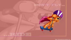 Size: 1366x768 | Tagged: safe, artist:nolycs, scootaloo, g4, helmet, scooter, wallpaper