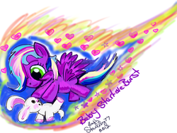 Size: 814x613 | Tagged: safe, artist:starlily77, oc, oc only, pegasus, pony, rabbit