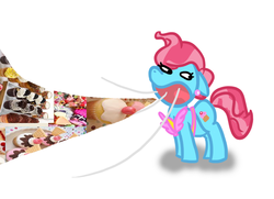 Size: 996x720 | Tagged: safe, artist:otakuofgallifrey, cup cake, earth pony, pony, g4, 30 minute art challenge, cupcake, female, kirby (series), mare, open mouth, simple background, solo, white background