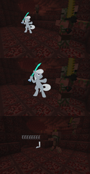 Size: 1200x2304 | Tagged: safe, artist:fantasyglow, silver spoon, earth pony, pony, undead, zombie, g4, crossover, dexterous hooves, diamond sword, female, filly, foal, hoof hold, lonely spoon, minecraft, nether (minecraft), pigman, sword, tumblr, weapon, zombie pigman