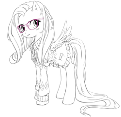 Size: 785x756 | Tagged: safe, fluttershy, g4, clothes, drawfag, dress, glasses