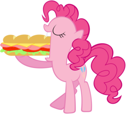 Size: 4000x3624 | Tagged: safe, pinkie pie, earth pony, pony, g4, female, mare, sandwich, simple background, solo, transparent background