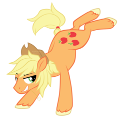 Size: 1024x962 | Tagged: safe, artist:xnightmelody, applejack, earth pony, pony, g4, applejack (male), bucking, cute, grin, jackabetes, male, rule 63, rule63betes, simple background, smiling, solo, stallion, transparent background, unshorn fetlocks