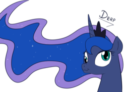 Size: 1200x884 | Tagged: safe, artist:whatsapokemon, princess luna, pony, g4, derp, female, scrunchy face, simple background, solo, transparent background