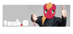 Size: 556x260 | Tagged: safe, artist:fineartobserver, big macintosh, earth pony, pony, g4, daniel tosh, male, parody, pun, stallion, tosh.0