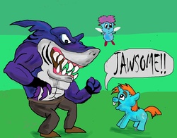 Size: 3488x2728 | Tagged: safe, artist:raggyrabbit94, snips, g4, barbie, barbie: fairytopia, bibble, crossover, lee tockar, ripster, street sharks, voice actor joke