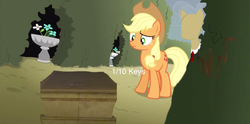 Size: 1292x640 | Tagged: safe, edit, edited screencap, screencap, applejack, g4, my little pony: friendship is magic, the return of harmony, canterlot hedge maze, flower, slender claustrophobia, slenderman, slendermane, slenderpony