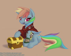 Size: 3407x2715 | Tagged: safe, artist:crombiettw, rainbow dash, pony, g4, chest, fantasy, female, fire emblem, rpg, solo, thief