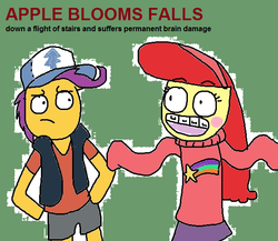 Size: 604x524 | Tagged: safe, apple bloom, scootaloo, g4, apple bloom's adventures, cosplay, gravity falls, homestuck, male, ms paint, sweet bro and hella jeff