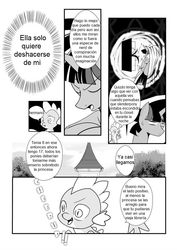 Size: 752x1063 | Tagged: safe, artist:0ryomamikado0, editor:mercury2099, spike, twilight sparkle, comic:the unexpected love life of dusk shine, g4, comic, rule 63, spanish, translation