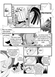 Size: 1024x1448 | Tagged: safe, artist:0ryomamikado0, editor:mercury2099, applejack, spike, twilight sparkle, comic:the unexpected love life of dusk shine, g4, comic, rule 63, spanish, translation