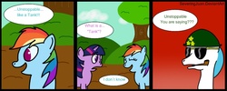 Size: 850x340 | Tagged: safe, artist:severingjuan, princess celestia, rainbow dash, twilight sparkle, g4, comic, tyrant celestia