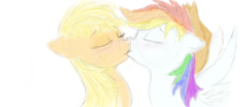 Size: 900x384 | Tagged: safe, artist:domented-inc56, applejack, rainbow dash, earth pony, pegasus, pony, g4, duo, female, kiss on the lips, kissing, lesbian, mare, ship:appledash, shipping