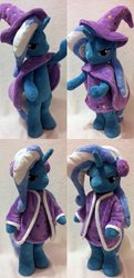Size: 1024x2114 | Tagged: safe, artist:agatrix, trixie, pony, g4, anthro plushie, bipedal, cape, clothes, hat, irl, photo, plushie, solo, trixie's cape, trixie's hat, winter