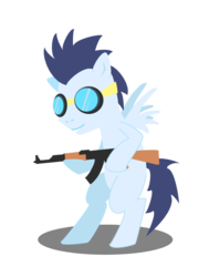 Size: 750x994 | Tagged: safe, artist:wolfgangthe3rd, soarin', pegasus, pony, g4, ak-47, gun, male, simple background, solo, stallion, transparent background