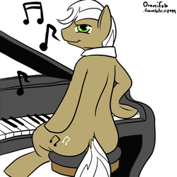 Size: 500x500 | Tagged: safe, artist:omnifob, frederic horseshoepin, earth pony, pony, g4, 30 minute art challenge, butt, implied penis, male, musical instrument, piano, plot, solo, stallion