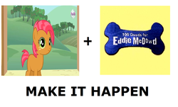 Size: 1176x709 | Tagged: safe, babs seed, g4, my little pony: friendship is magic, one bad apple, 100 deeds of eddie mcdowd, all caps, exploitable meme, make it happen, meme, meta