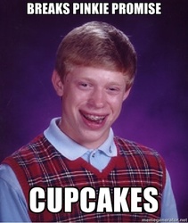 Size: 400x473 | Tagged: safe, human, fanfic:cupcakes, g4, bad luck brian, exploitable meme, implied pinkamena, male, meme, memegenerator, pinkie promise