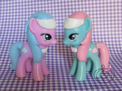 Size: 652x485 | Tagged: safe, artist:amandkyo-su, aloe, lotus blossom, earth pony, pony, g4, brushable, customized toy, irl, photo, spa twins, toy