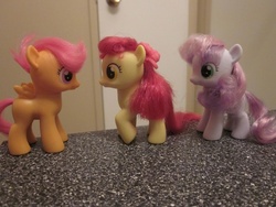 Size: 800x600 | Tagged: safe, apple bloom, scootaloo, sweetie belle, g4, brushable, irl, photo, styled, styled hair, toy
