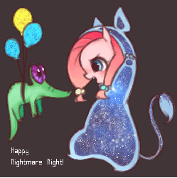Size: 700x701 | Tagged: safe, gummy, pinkie pie, ask young pinkamena, g4, animated, nightmare night, pinkamena diane pie, the cosmos, younger