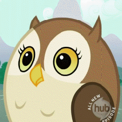 Size: 256x256 | Tagged: safe, screencap, owl, g4, may the best pet win, season 2, animated, cropped, dolly zoom, head spin, hub logo